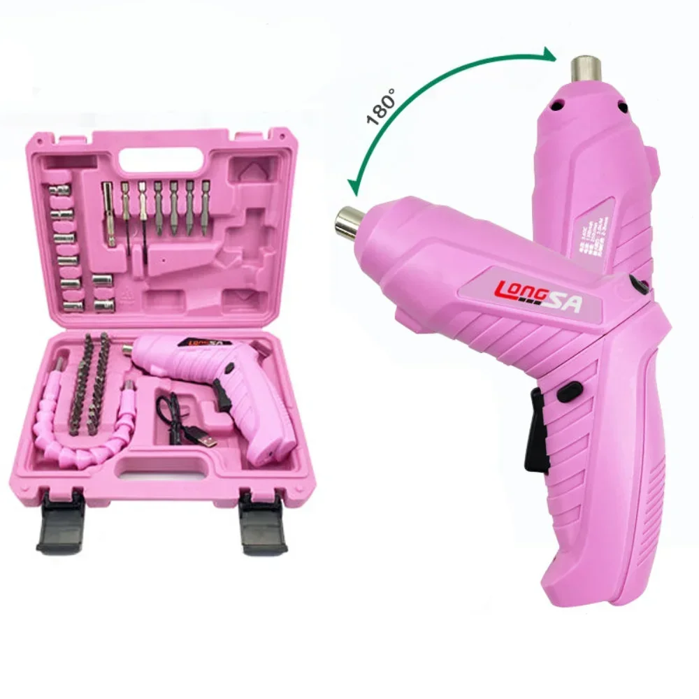 Power Tools Pink - Nuovo cacciavite elettrico rosa pieno Bit